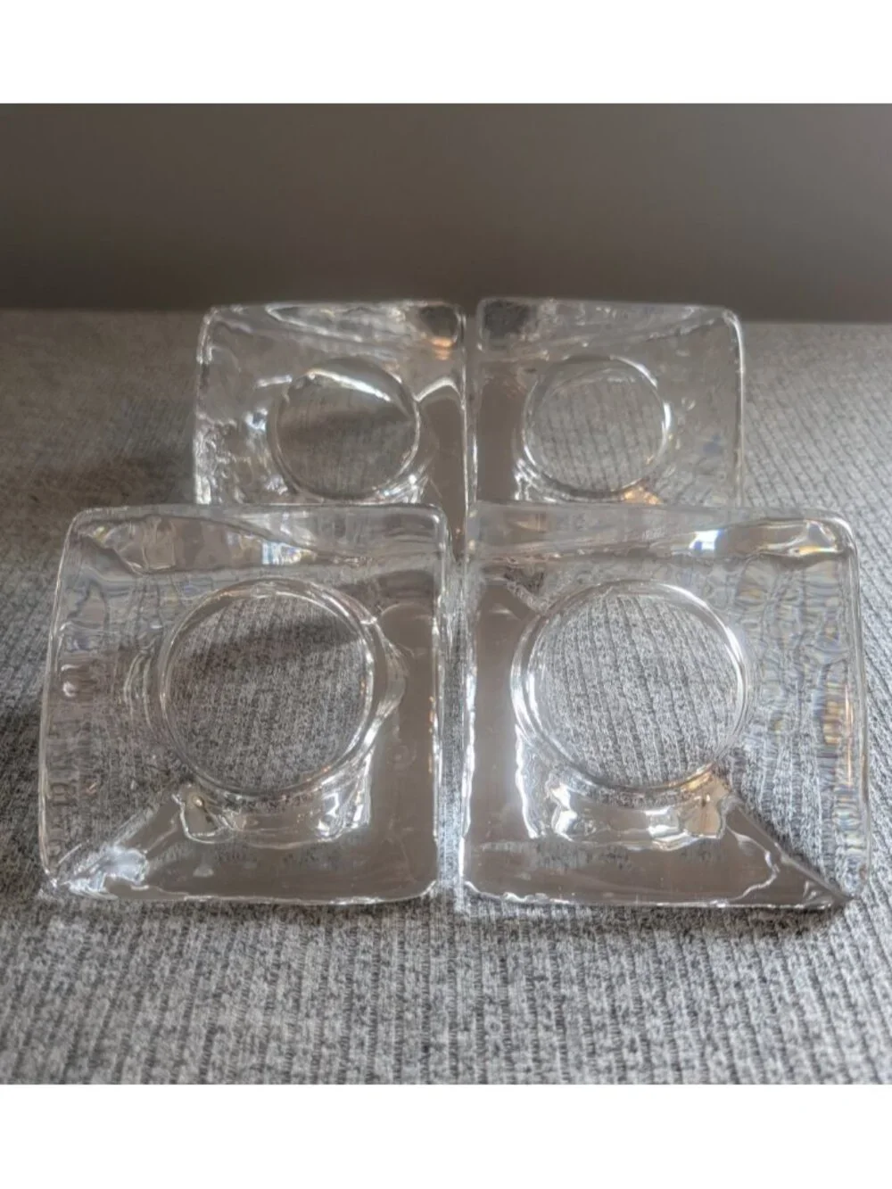 Set of 4 Nybro Sweden Pyramid Candle Holders by Tord Kjellstrom, 3 3/4" EUC - Picture 4 of 7